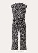 OPUS Marello loose fit cropped jumpsuit met grafische print en streekz...