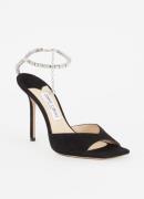 Jimmy Choo SAEDA SANDAL 100 SUEDE W/CRYST