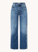 Sandro High waist wide leg jeans met borduring