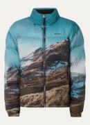 OLAF Mountain puffer jack met print en opbergbare capuchon