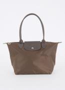 Longchamp Le Pliage Green schoudertas M met leren details