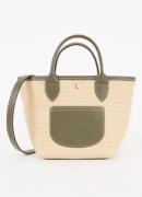 Longchamp Le Pliage XS Basket crossbodytas van raffia met leren detail...