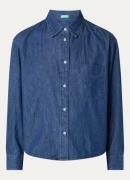 Benetton Blouse van chambray met borstzak