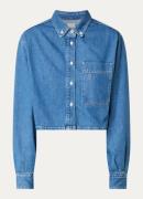 Sandro Cropped blouse van denim met borstzak