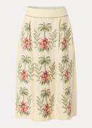 Farm Rio Midi rok in linnenblend met bloemborduring