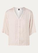 BOSS Sateen pyjamatop met logoprint