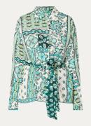 Benetton Blouse met print en strikceintuur