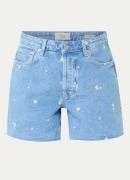 Rails Mesa high waist straight leg korte broek van denim met borduring