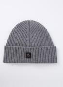 HUGO Ribgebreide muts van scheerwol