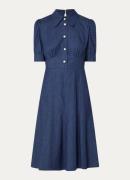L.K.Bennett Esme midi tuniekjurk van chambray met pofmouw