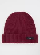 Arte Antwerp Ribgebreide muts in wolblend met logo
