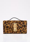 DeMellier The Vancouver clutch van kalfsleer met panterprint