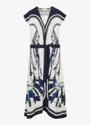 Reiss Gemma midi jurk met print en strikceintuur