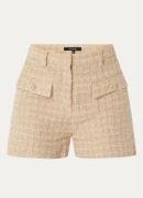 NIKKIE Lorena high waist straight fit korte broek met tweed-look