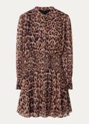 NIKKIE Leopard mini jurk met panterprint en smockwerk