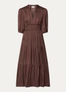 ba&sh Cleli midi tuniekjurk van satijn met volant