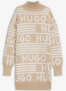 HUGO Oversized fijngebreide mini jurk in wolblend