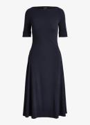 Ralph Lauren Ribgebreide stretchkatoenen midi-jurk