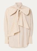 JOSH V Hedy blouse met sjaalkraag en streepprint