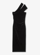 Reiss Dalia one shoulder midi jurk van fluweel