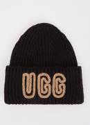 UGG Chunky grofgebreide muts in wolblend met logo