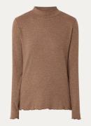 OPUS Suhanna longsleeve met stippenprint en gemêleerd dessin