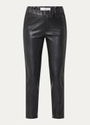ba&sh Quany mid waist slim fit broek van lamsleer met elastische band