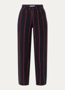 by-bar Lew high waist straight fit broek met streepprint