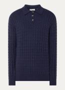 Les Deux Gustav grofgebreide regular fit polo in wolblend