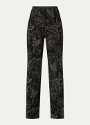 Summum High waist wide fit pantalon met jacquard dessin en lurex