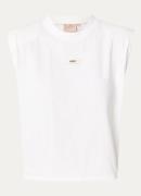 JOSH V Sue T-shirt met schoudervulling en logo