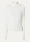 Selected Lina fijngebreide top in wolblend met sjaalkraag