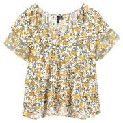 Blouse col V imprimé floral, manches courtes