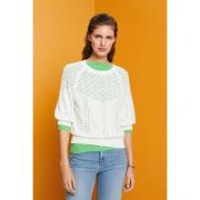 Pull col rond, manches 3/4, maille pointelle
