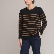 Pull rayé, col rond, en maille milano