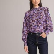 Blouse col montant, manches longues, imprimée