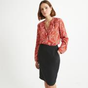 Blouse col rond, imprimé floral, manches longues