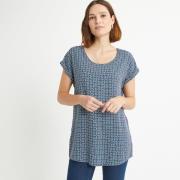 Blouse imprimée, col rond, manches courtes