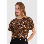 T-shirt imprimé léopard col rond manches courtes