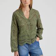 Blouse col V, broderies anglaises