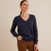 Pull col V, en fine maille pointelle