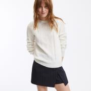 Pull col rond, en maille pointelle