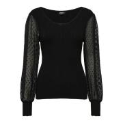 Pull en fine maille, manches en tulle