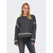 Pull col rond, détails couture contrastante