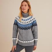 Pull col roulé jacquard, en grosse maille