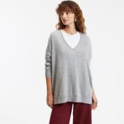 Pull cachemire col V fine maille volume ample