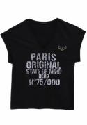 T-shirt col V manches courtes motif devant