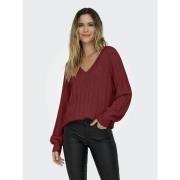 Pull encolure v, maille effet brillant