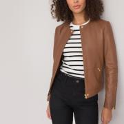 Blouson sans col en cuir