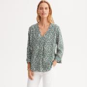 Blouse imprimée, col V, manches 3/4